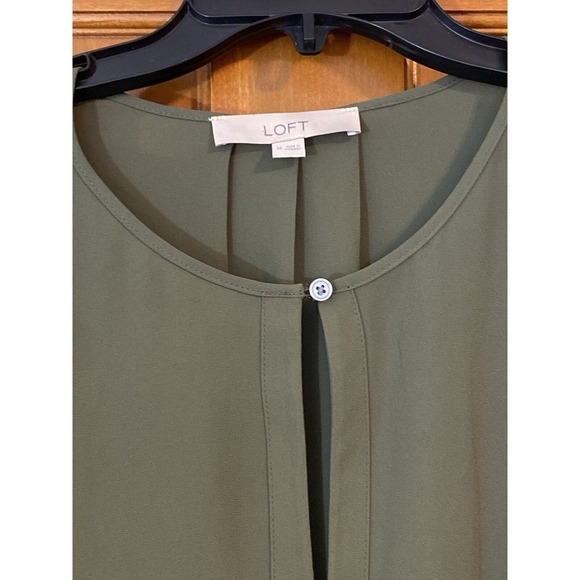 Loft Women Bohemian Boho Bell Sleeve Top Olive Green Loose Medium Chic Business - Picture 3 of 8
